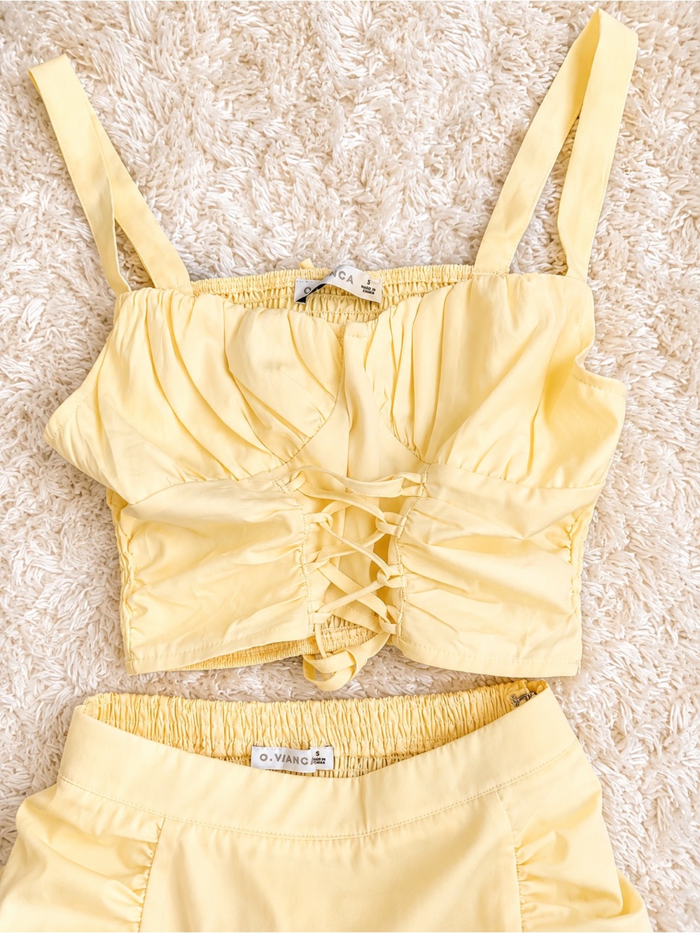 Yellow Ruched Two-Piece Set - Picture 3 of 4
